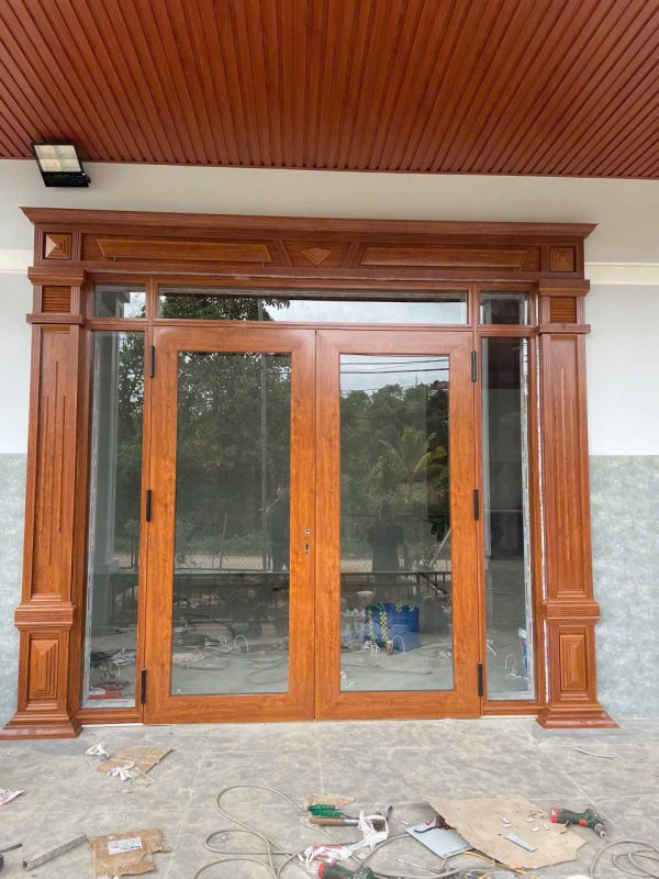 Cửa Nhôm Màu Vân Gỗ Phào Đại