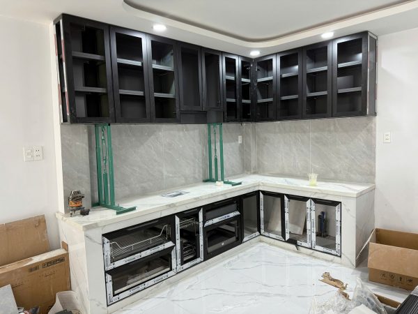 Tủ Bếp Nhôm Kính Cao Cấp Xanh Ngọc - Ảnh 2