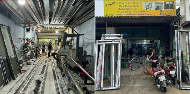 dây chuyền sản xuất cửa nhôm
